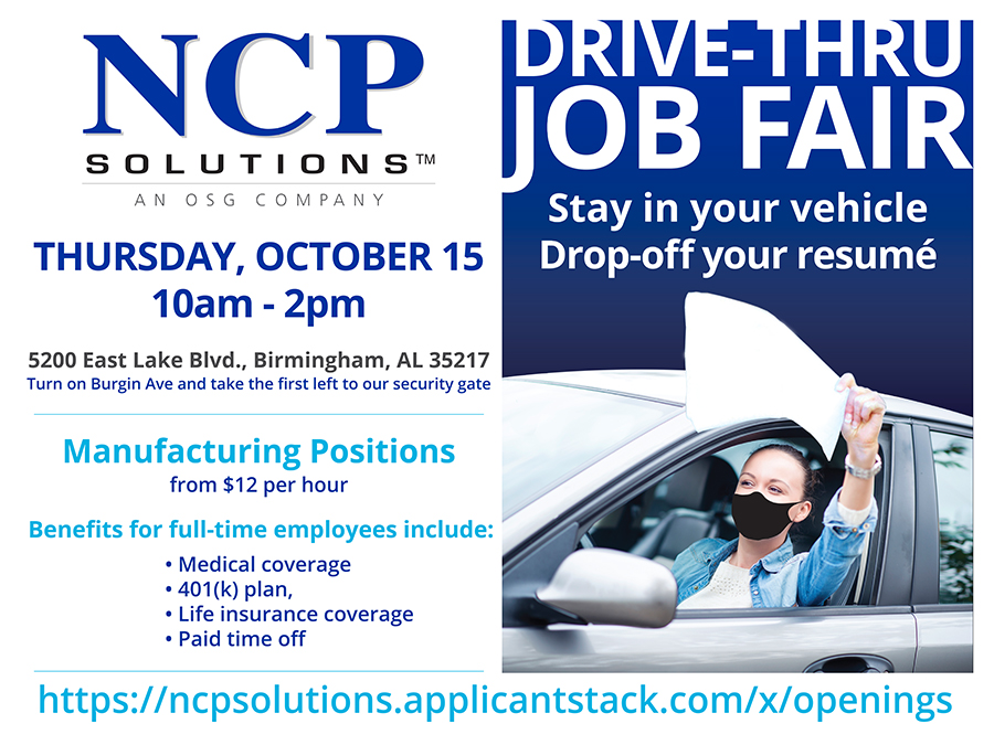 NCP Solutions Drive-Thru Job Fair October 15, 2020