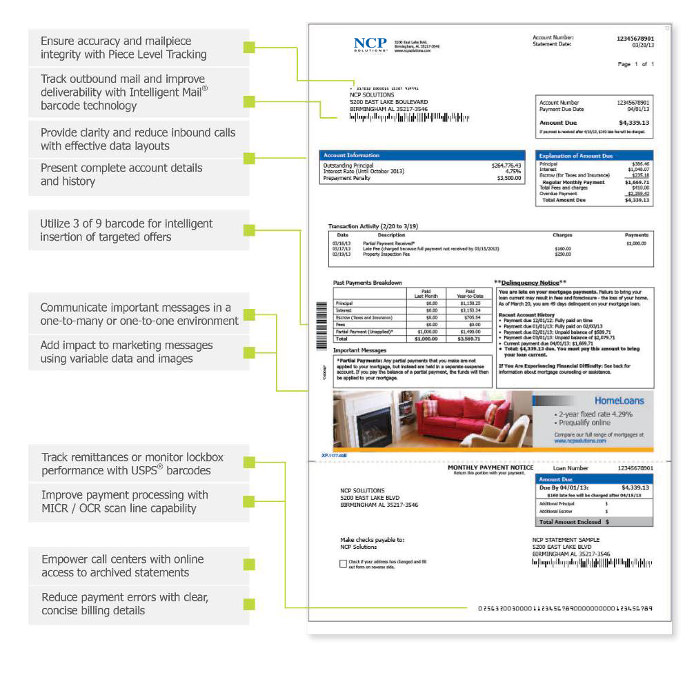 full color variable statement and invoice printing